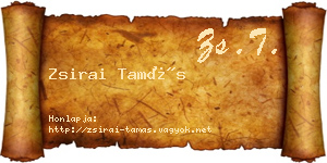 Zsirai Tamás névjegykártya
